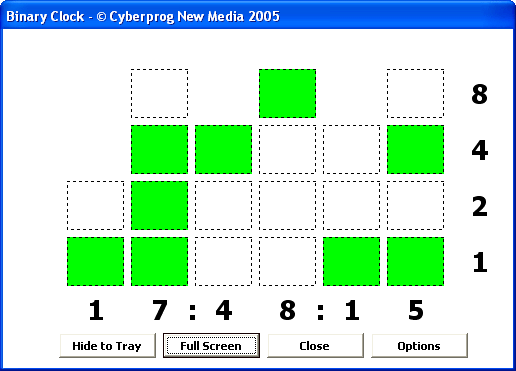 Screenshot of BinaryClock 1.0